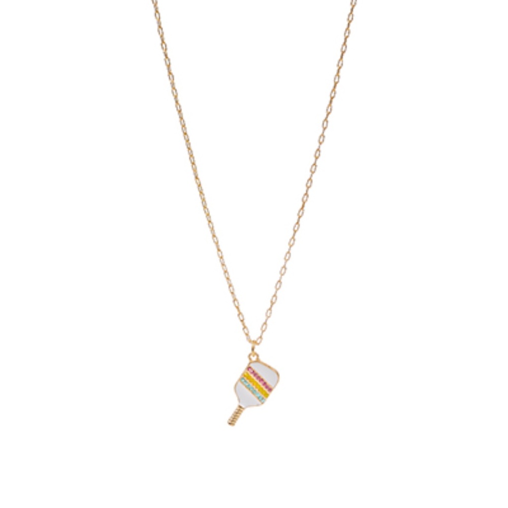 Pave Crystal Pickleball Pendant Necklace